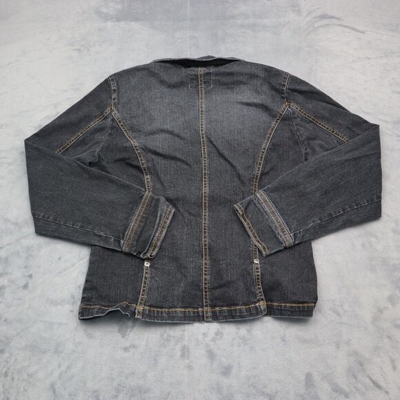 Gloria Vanderbilt Jacket Womens M Black Denim Long Sleeve Two Button Outwear - Picture 9 of 16
